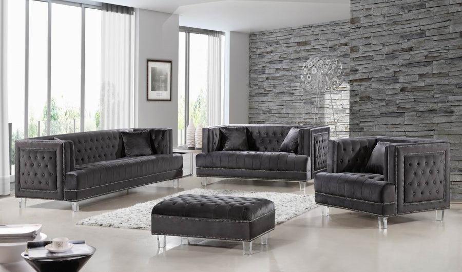 Lucas Velvet 4pc Set Sofa, Loveseat, Chair & Ottoman