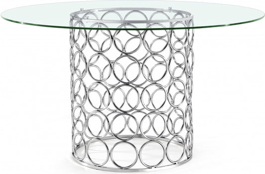 Round Glass Dining Table with Chrome Base
