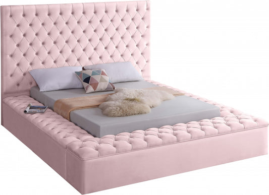 Pink Velvet Bliss Platform Bed