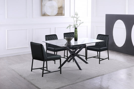 Glass Dining Table with Matte Black Base