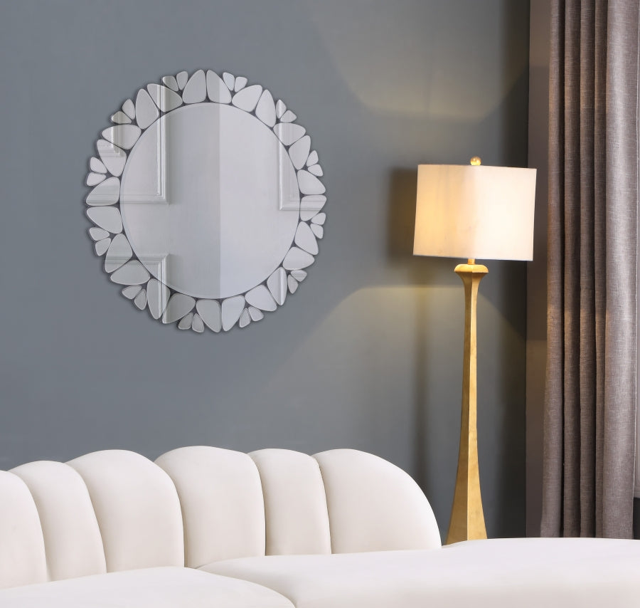 Glam Circular Silver Cocoon Mirror