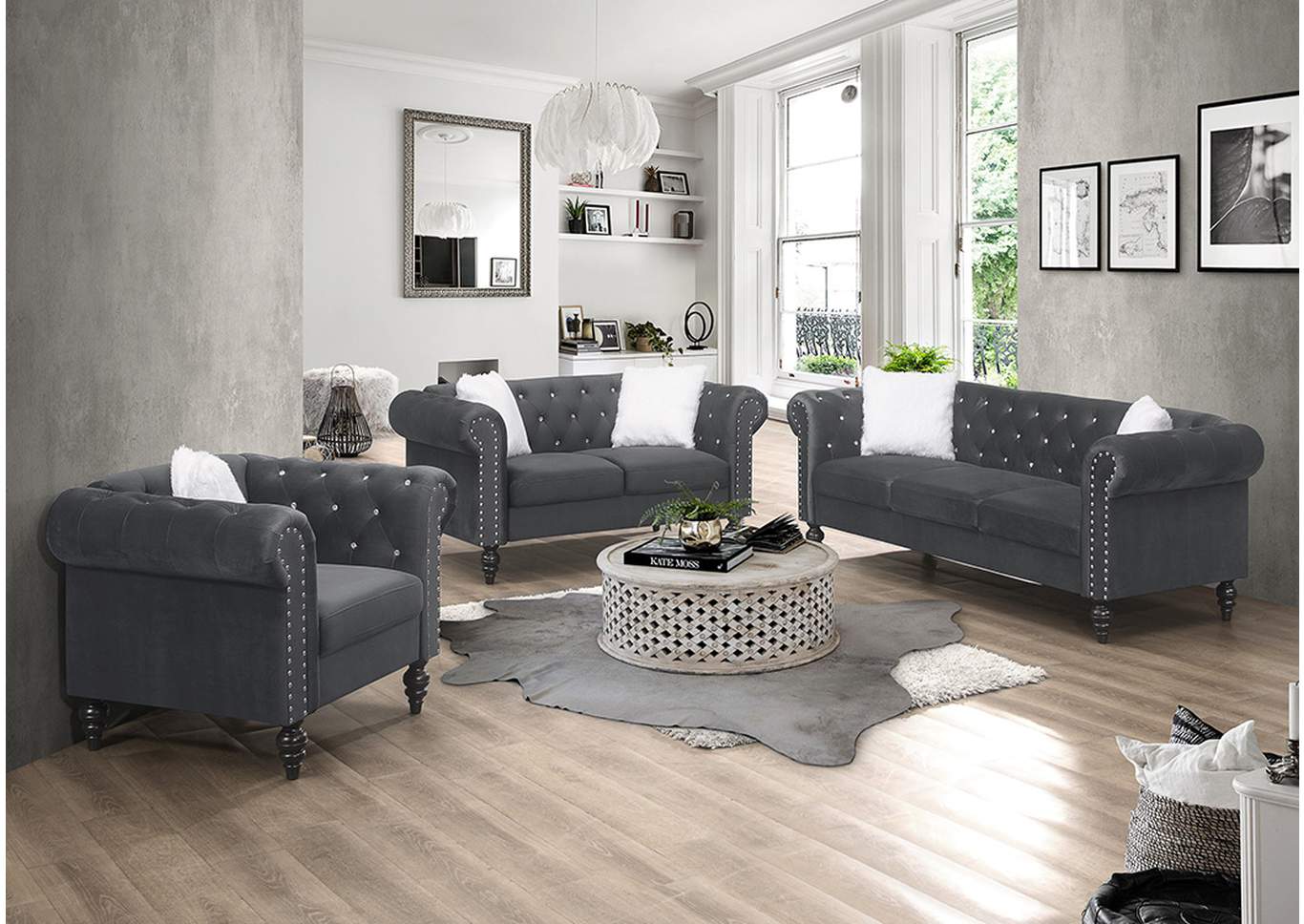 Emma Gray Sofa & Loveseat Set