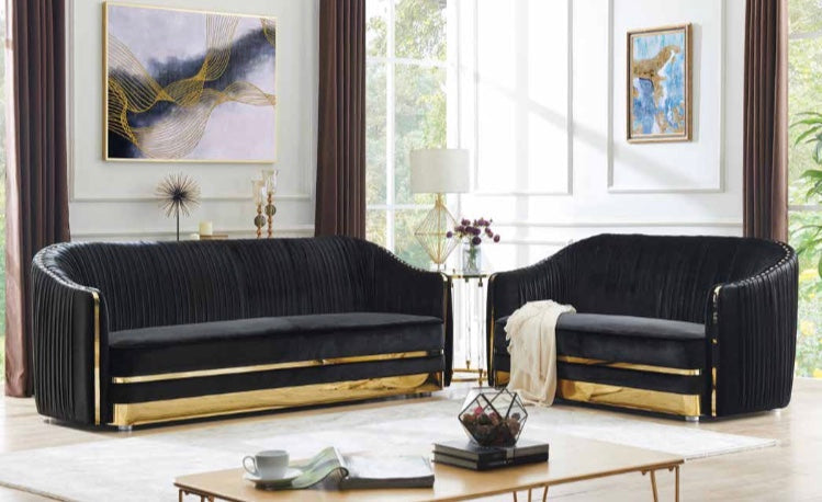 Velvet Gold Sophie Sofa & Loveseat Set