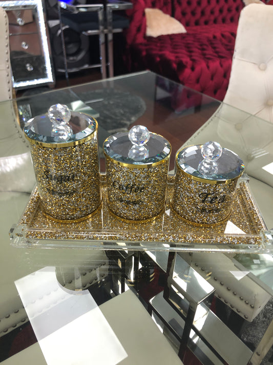 Glam Golden Coffee, Tea and Sugar Set