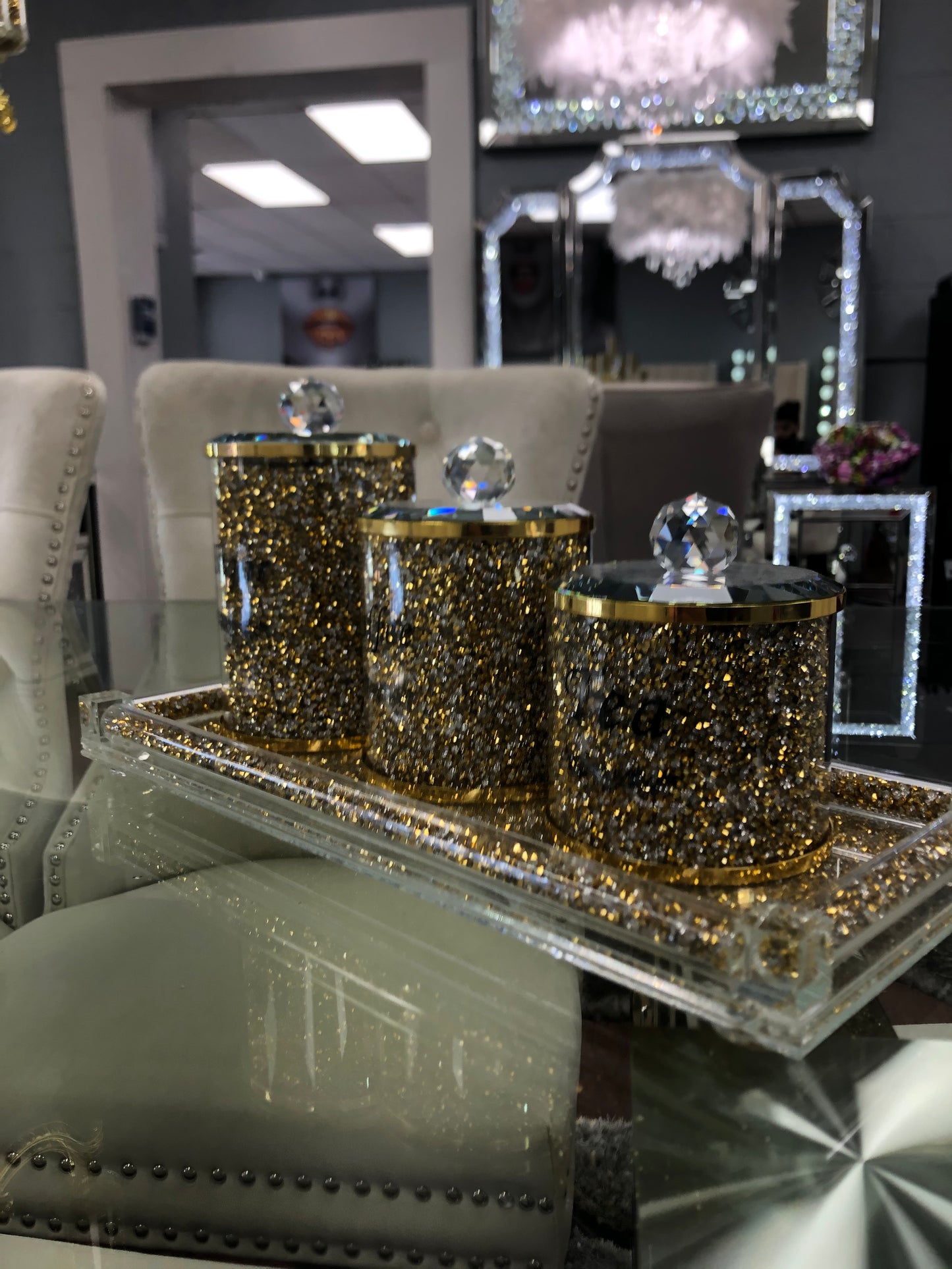 Glam Golden Coffee, Tea and Sugar Set
