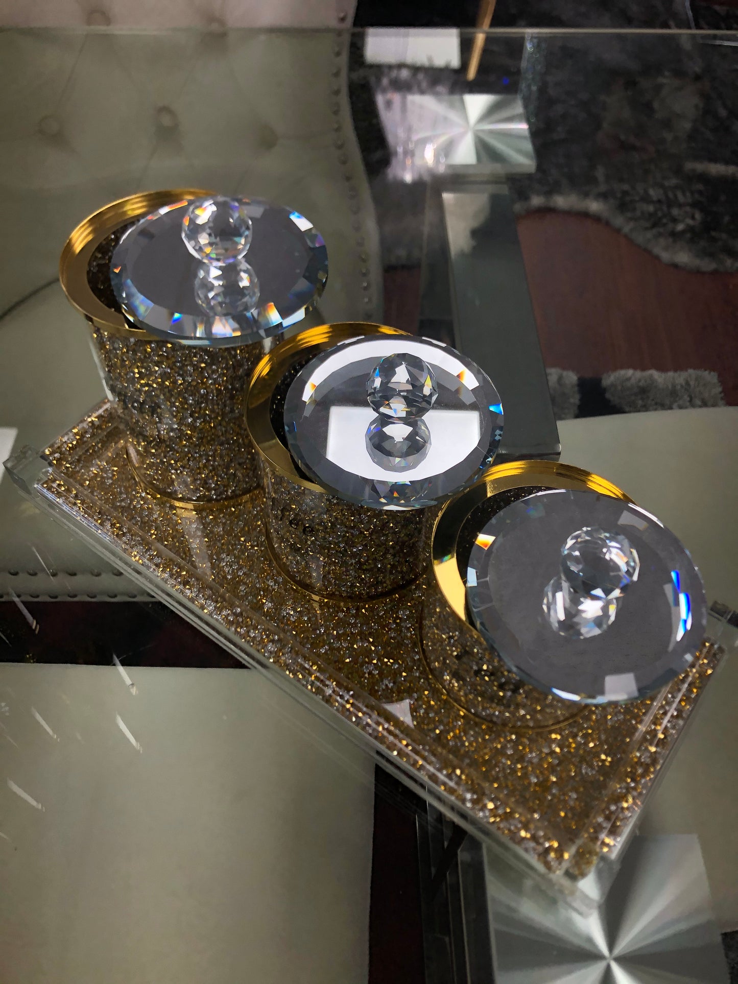 Glam Golden Coffee, Tea and Sugar Set