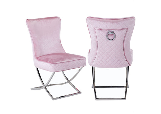 Pink Janet Velvet Dining Chair