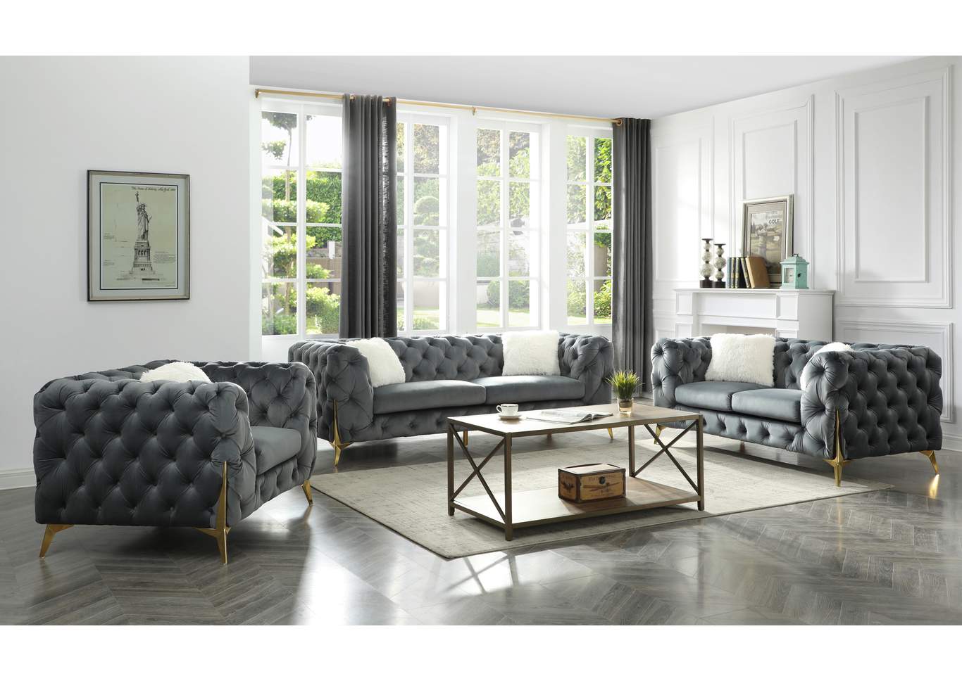Moderno Gray Sofa & Loveseat Set