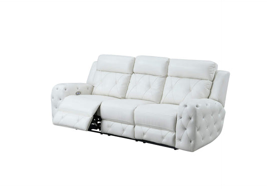 Glam White Power Reclining Sofa