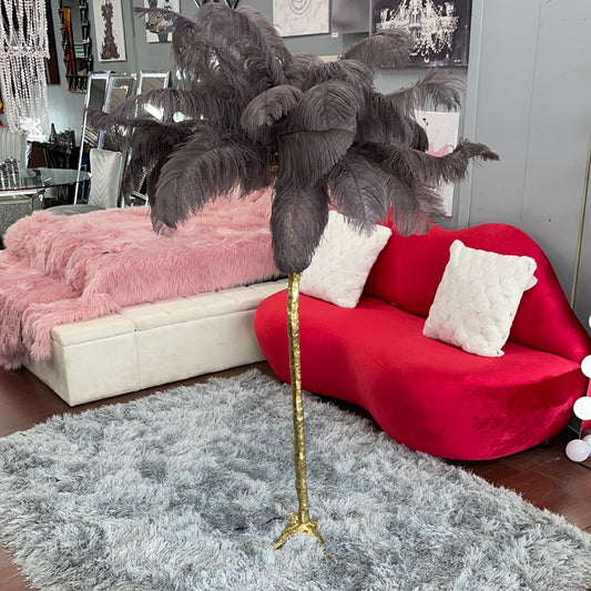 Glam Palm Tree Feathered Lamp