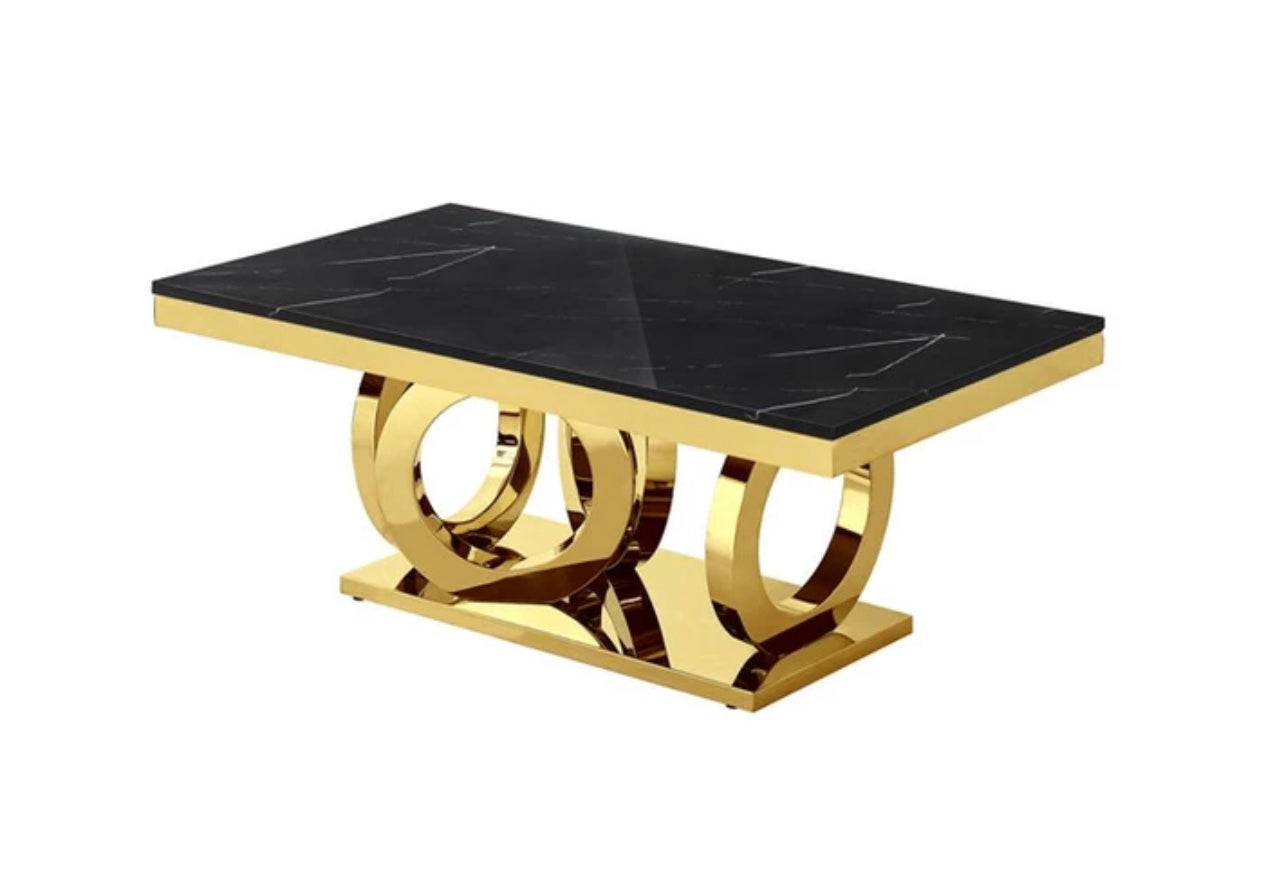 Black & Gold Marble Infinity Dining Table