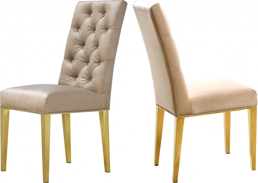 Capri Velvet Dining Chair w/ lGold legs