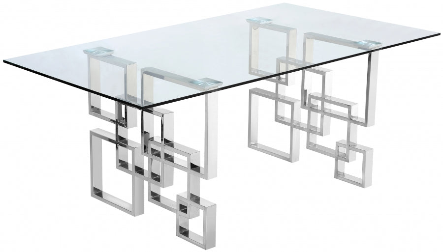 Glass Dining Table with chrome base