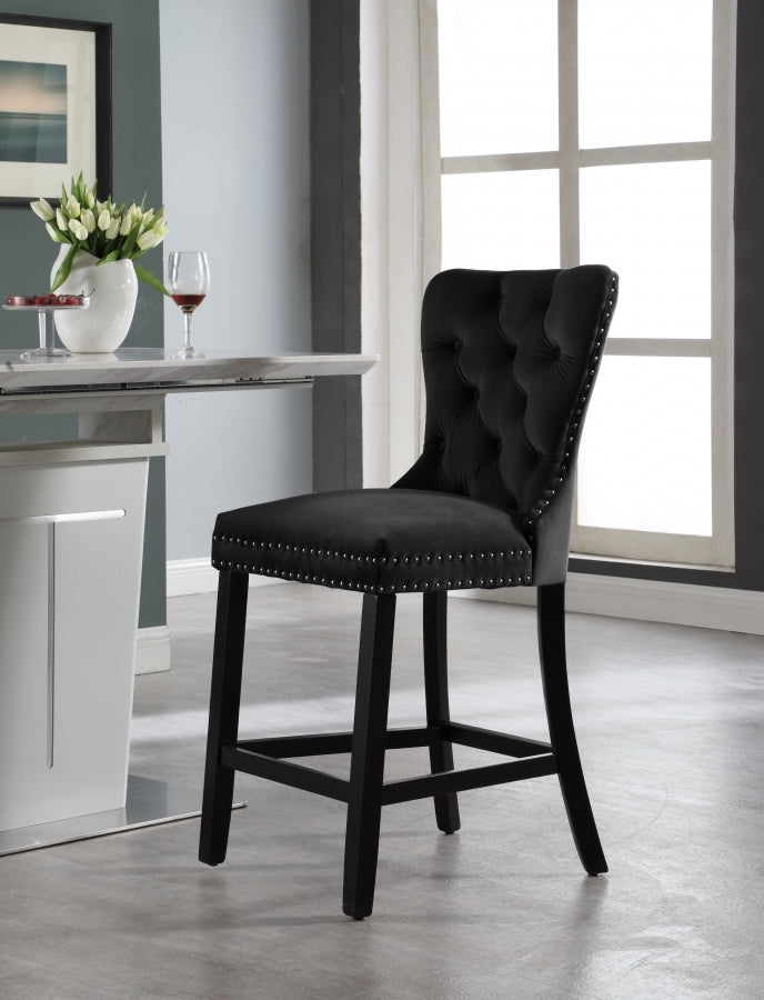 Glam Black Velvet Barstool