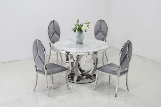 Circle Light Gray Marble Dining Table