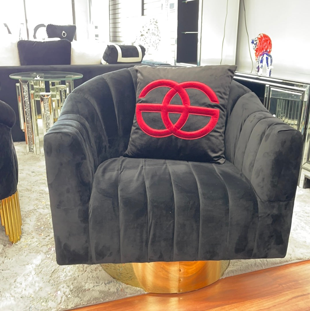Black Velvet with gold base Accent Chair