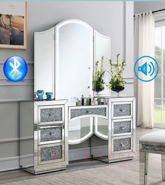 Diamond Encrusted Bluetooth Vanity with LED