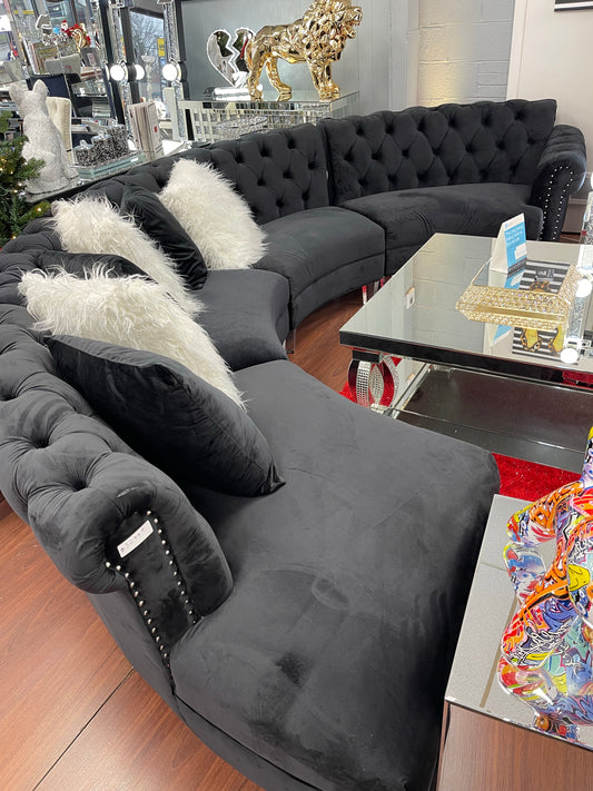 Curved Velvet Tufted Sectional