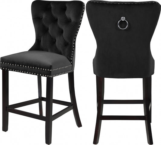 Glam Black Velvet Barstool