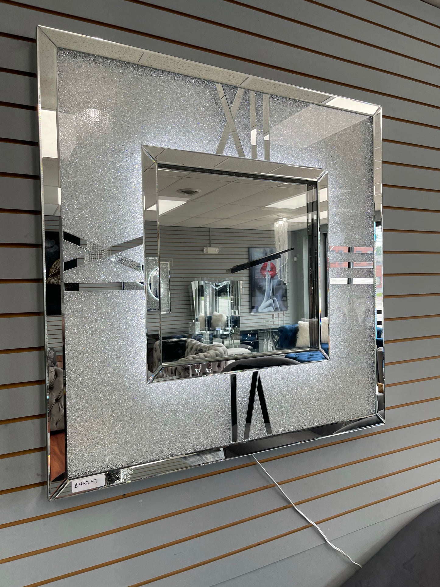 Glam wall decor LED clock w/crushed Diamonds