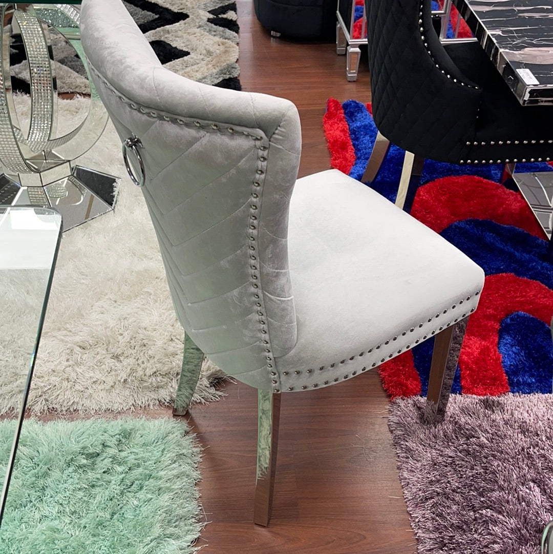 Light Gray Velvet Eva Dining Chair