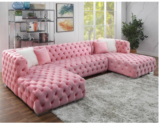 Pink Hollywood Double Chaise Sectional