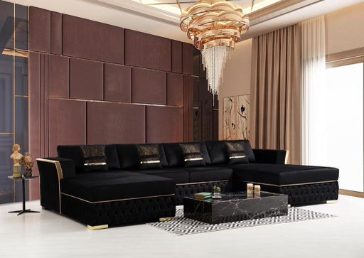 Black & Gold Velvet Double Chaise Sectional