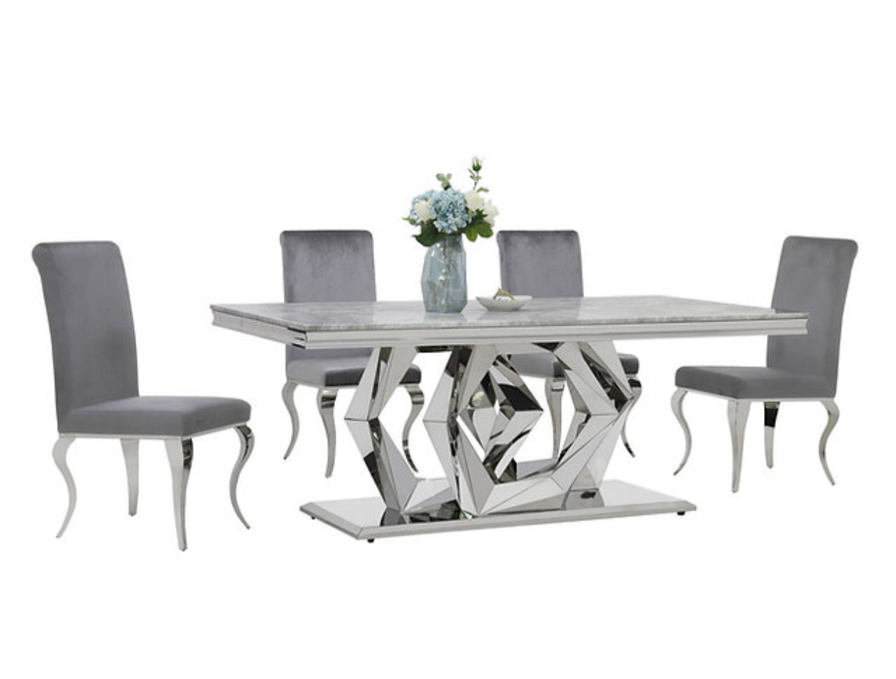 Lisa Light Gray Marble Dining Table