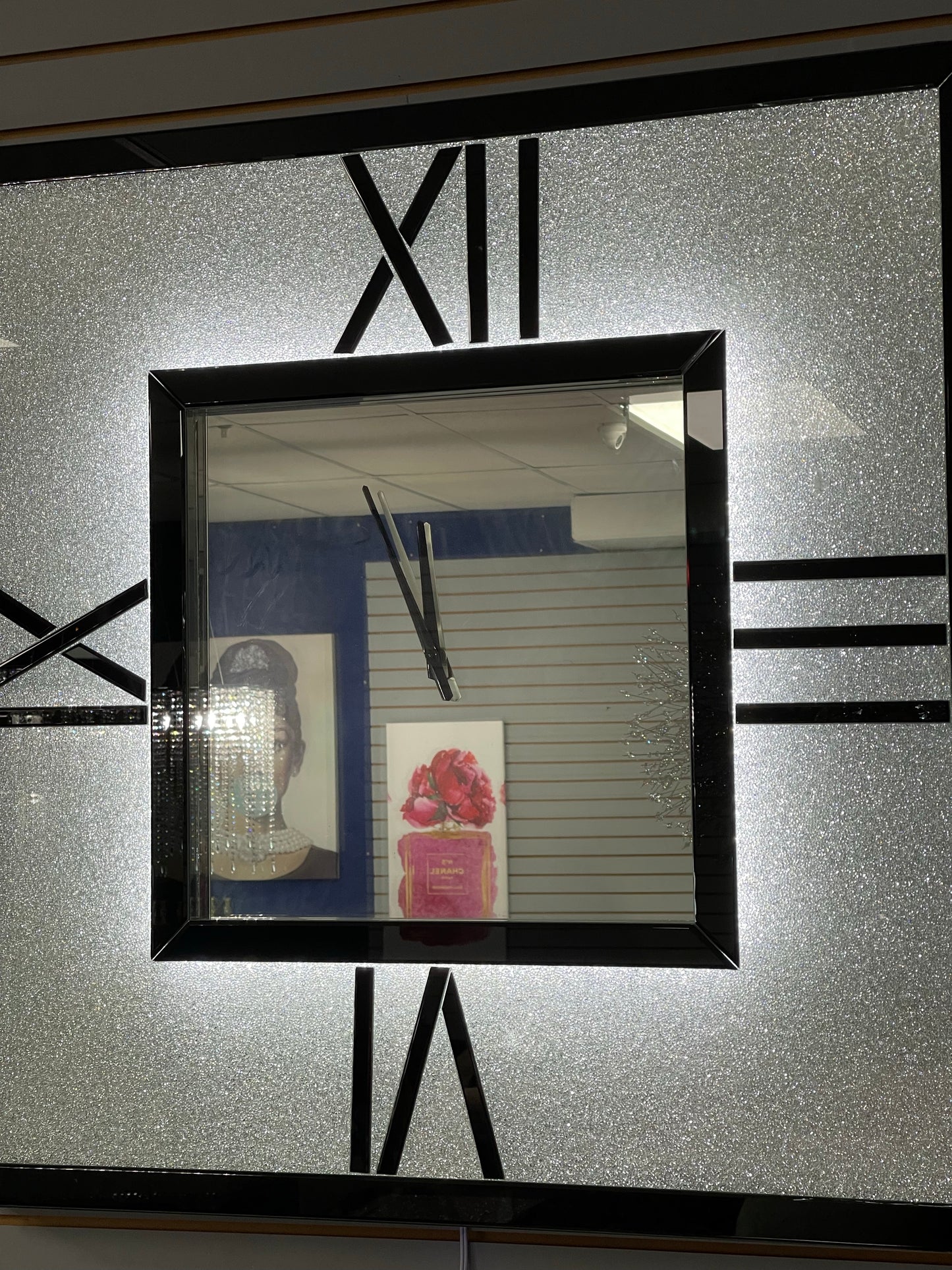 Albania Black Mirrored Clock