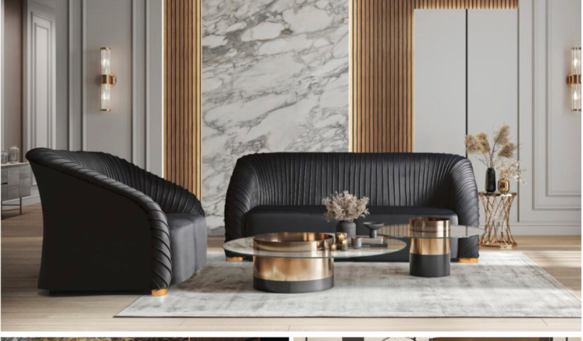 Lola Black Sofa & Loveseat Set