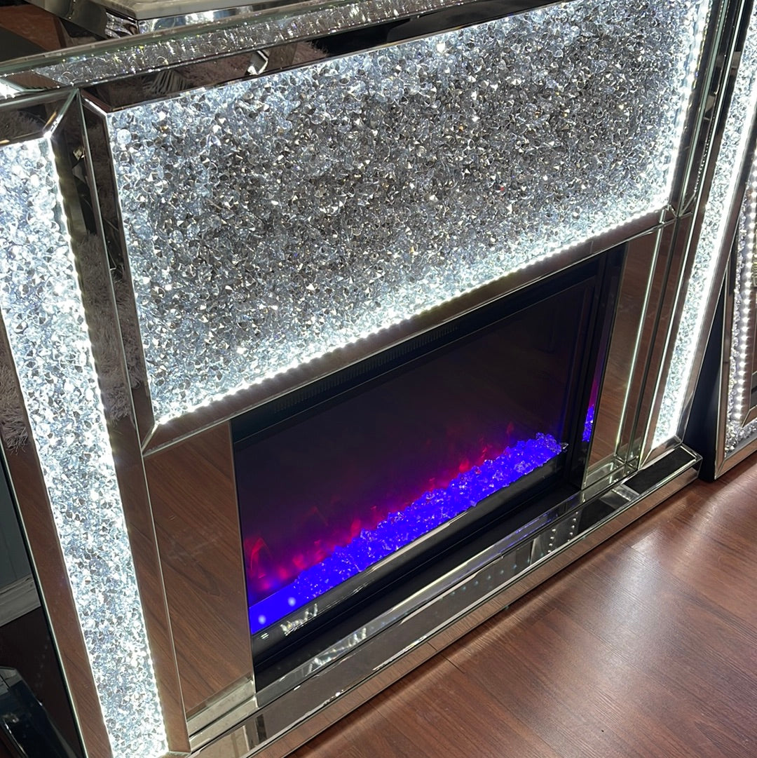 Glam Mirrored Alaska Fireplace