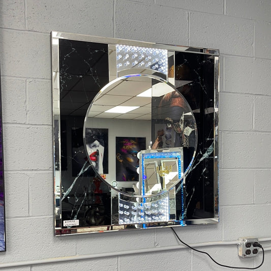 New Black Glass Marble Style LED Mirror