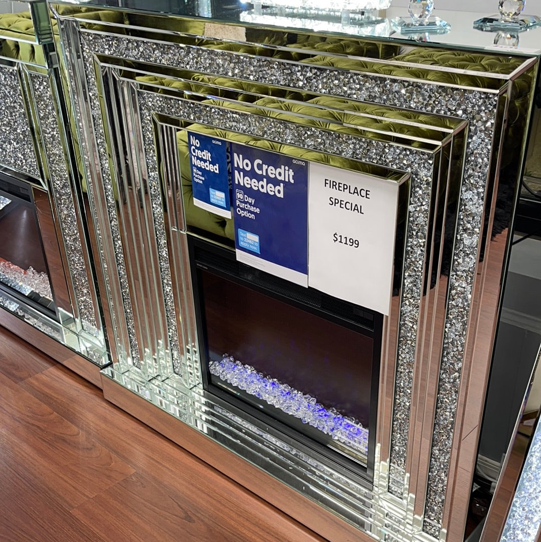 Glam Mirrored Virginia Fireplace