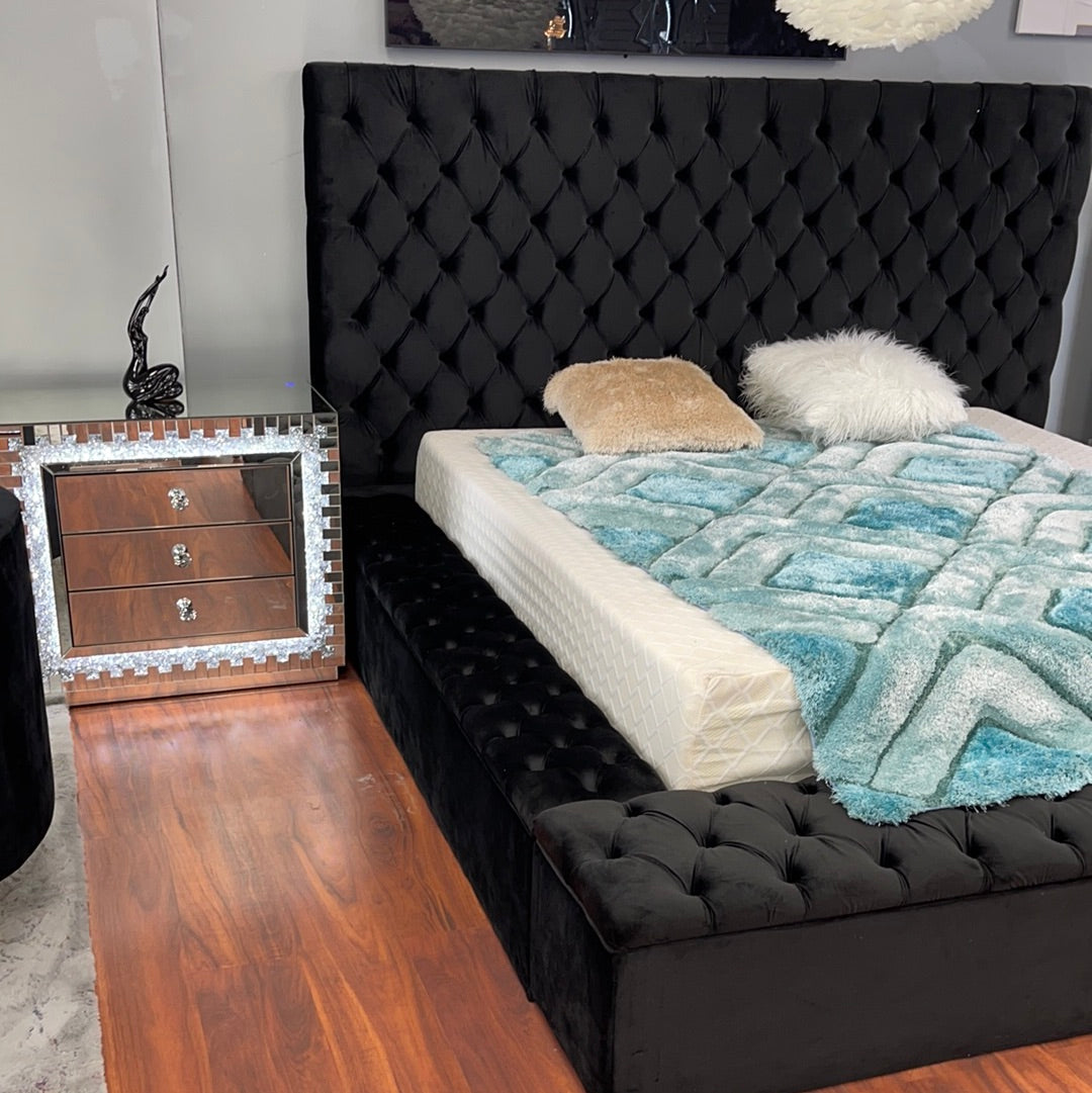 LED Mirrored Crushed Diamond Nightstand