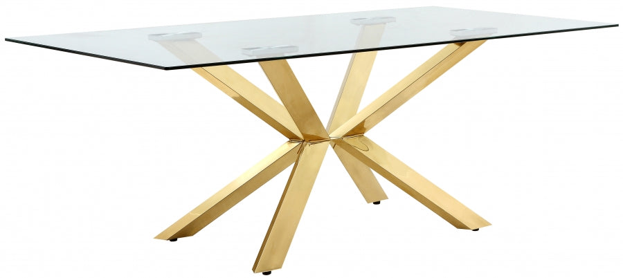 Glass Dining Table with Gold Base