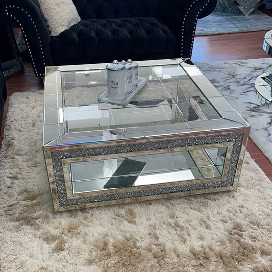 Mirrored Coffee Table with Crushed Diamonds