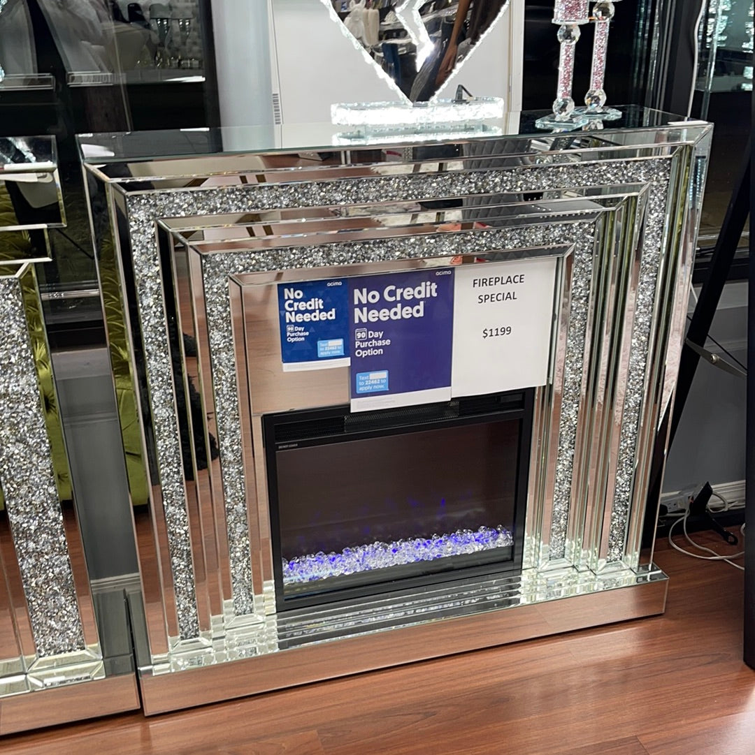 Glam Mirrored Virginia Fireplace