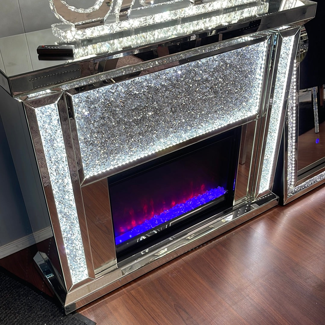 Glam Mirrored Alaska Fireplace