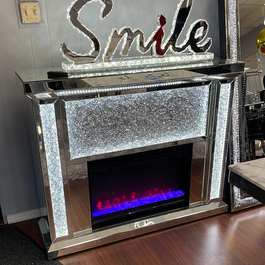 Glam Mirrored Alaska Fireplace