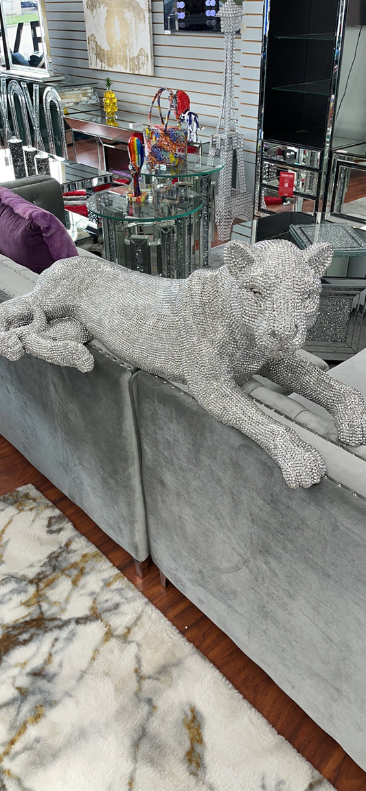 Glam silver panther center piece