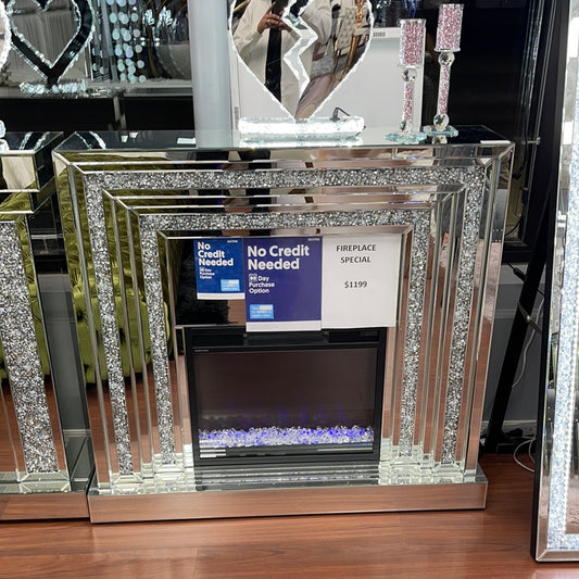 Glam Mirrored Virginia Fireplace
