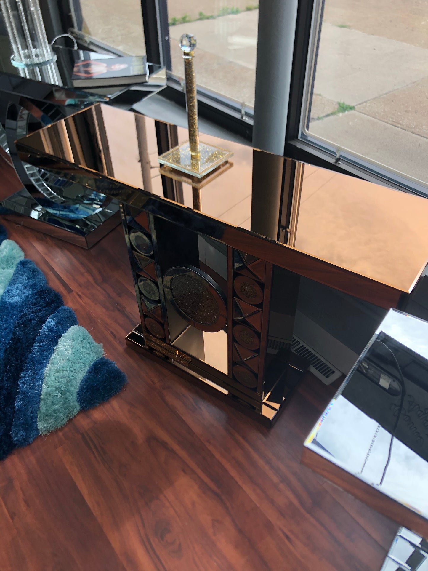 New Glam Rose Gold Console Table