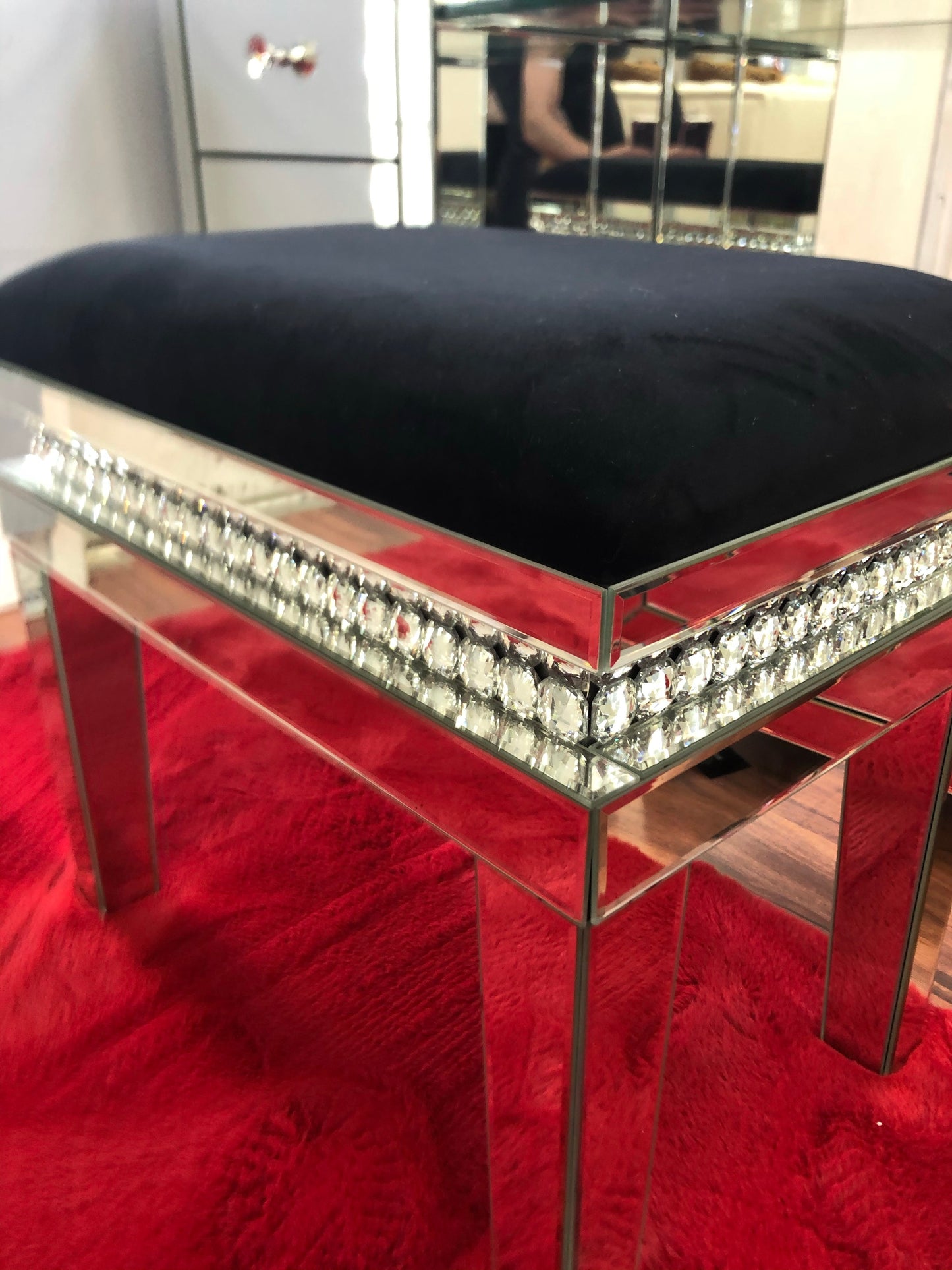 Glam Diamond Encrusted Vanity Stool
