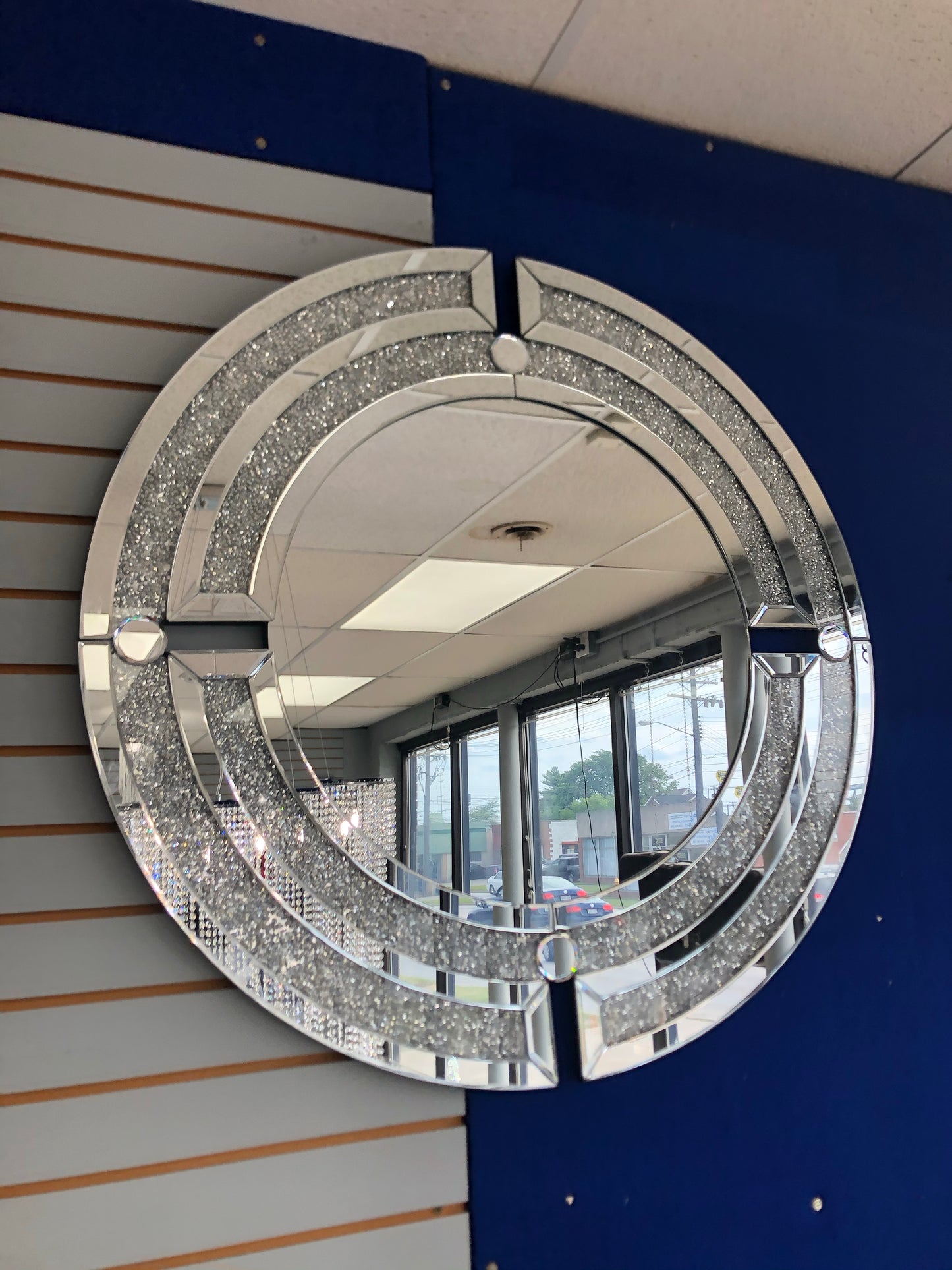 Glam Wall Mirror with Crushed Diamonds