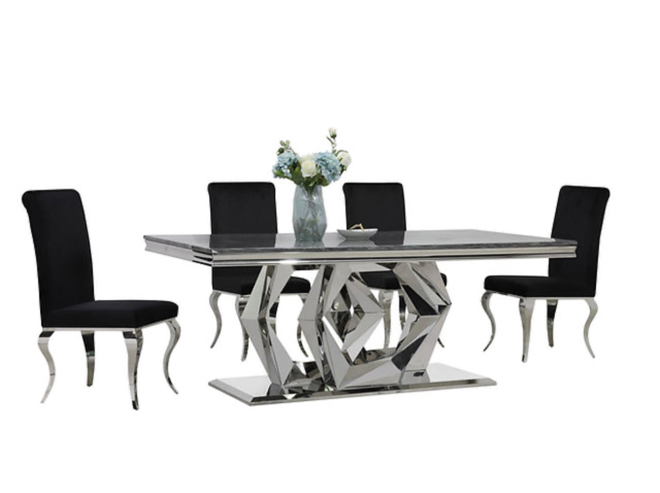 Deep Gray Lisa Marble Dining Table