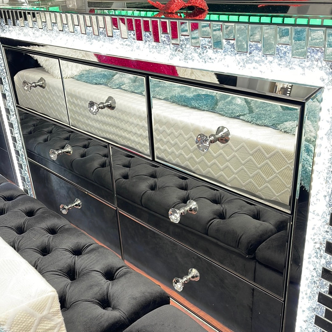 Mirrored Dresser w/LED lighting & diamonds