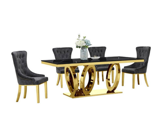 Black & Gold Marble Infinity Dining Table