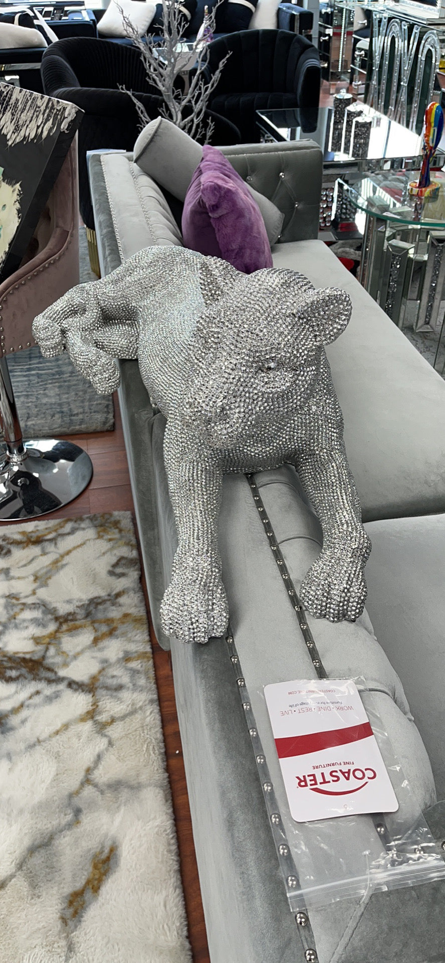 Glam silver panther center piece