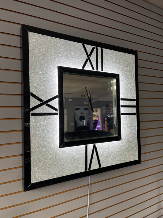 Albania Black Mirrored Clock