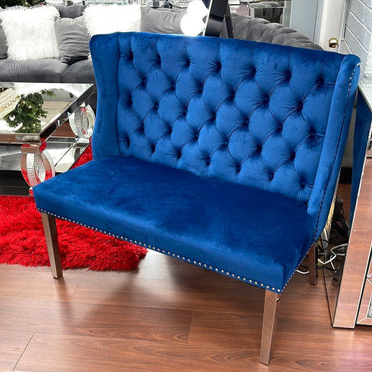 New Tufted Velvet High Back Bench